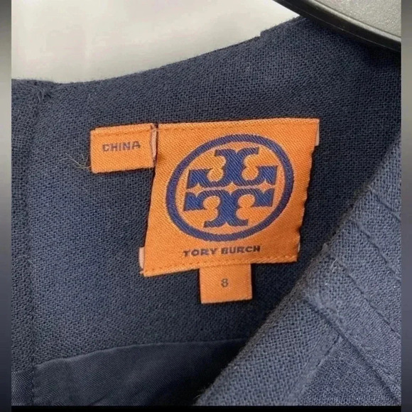 EUC Tory Burch Navy Wool Blend Sleeveless Crew Neck Evelina Sheath Dress. Size 8 - Picture 3 of 4